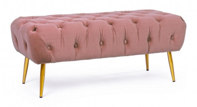 Mueble banco puf rosa con patas 103 x46x40h cm