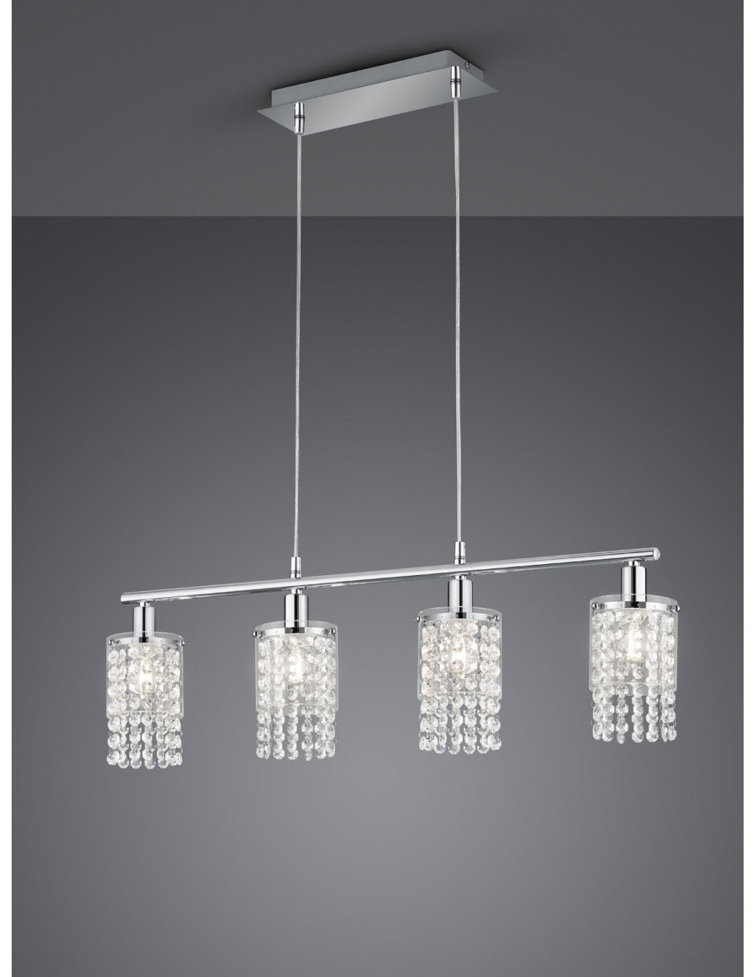 Posh Lámpara Colgante 4xE14 Cromo Vidrio L80 cm Trio Lighting