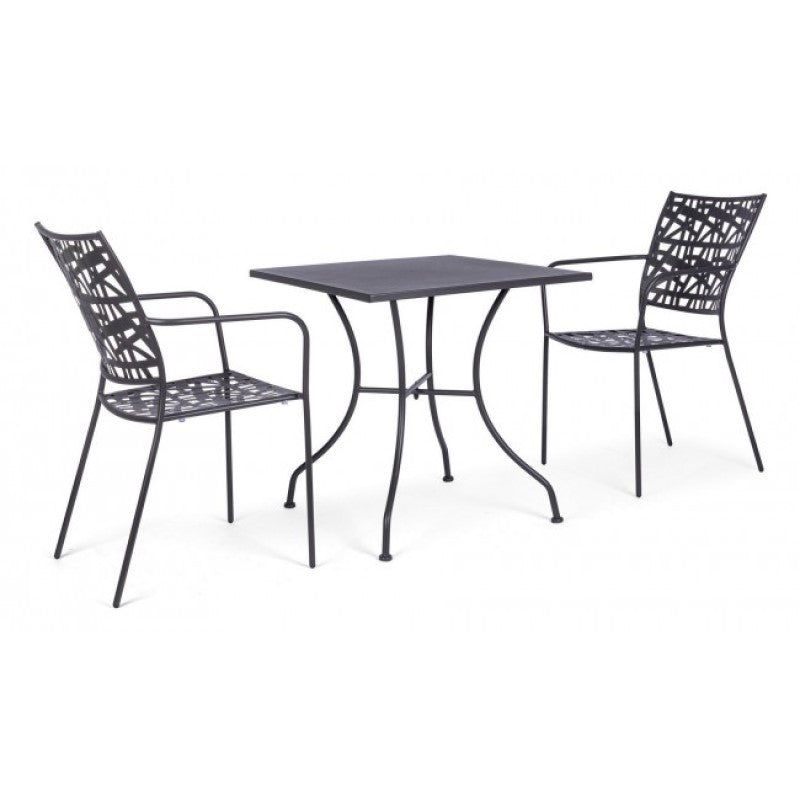 Mesa Kelsie acero antracita 70x70 cm