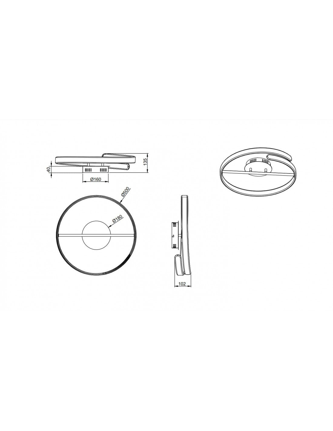 Lámpara de Techo Diseño Círculo LED Dimmer 4000k Blanco Parma Trio Lighting