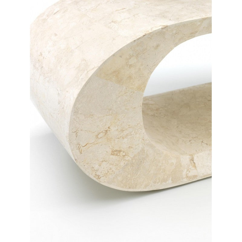 Mesa auxiliar para TV moderna de piedra beige 130 x 35 x h 35 cm