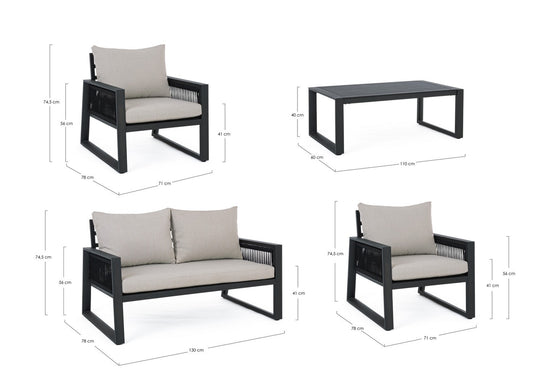 Conjunto de salón de jardín Captiva antracita