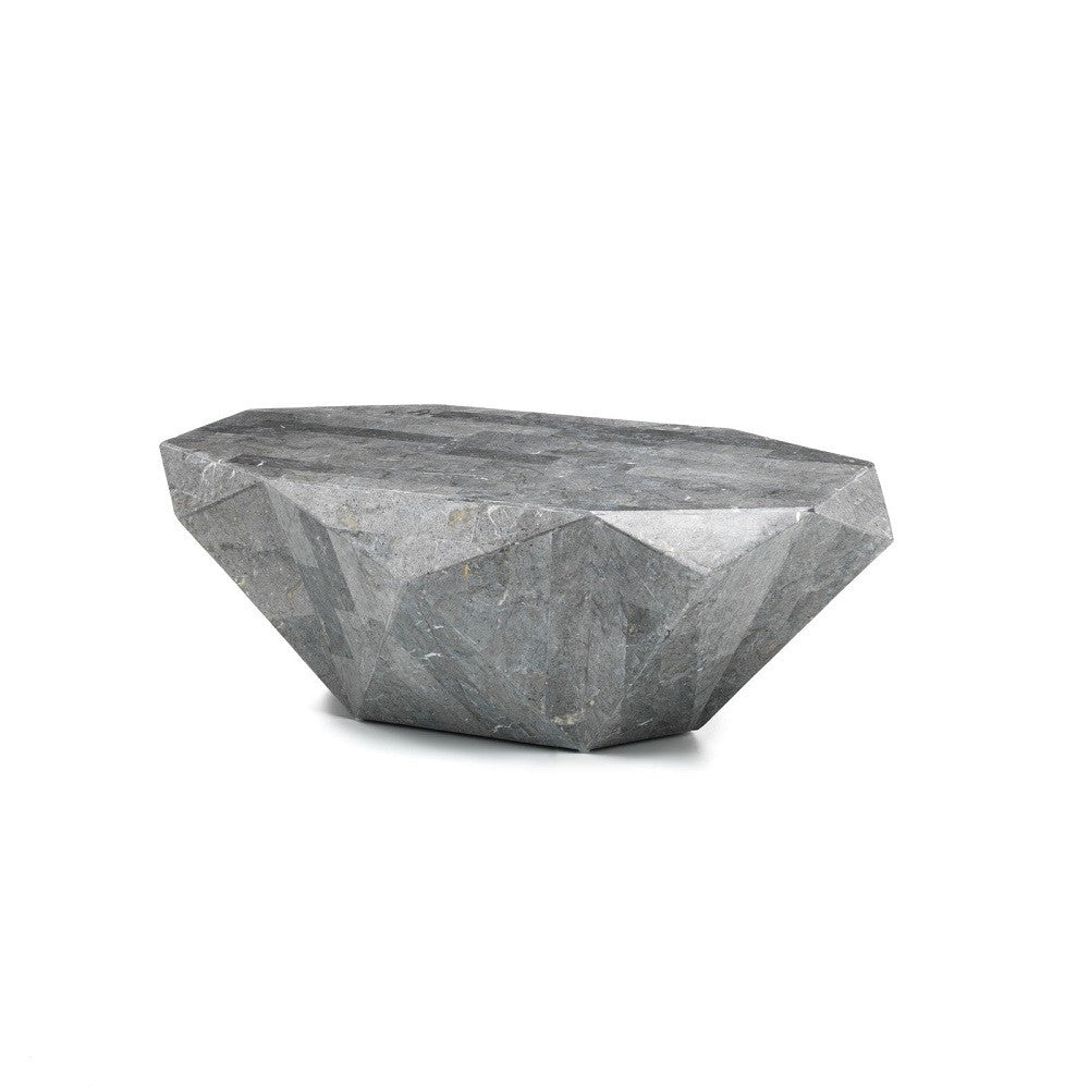 Mesa de centro moderna de piedra fósil gris 120 x 70 xh 40 cm