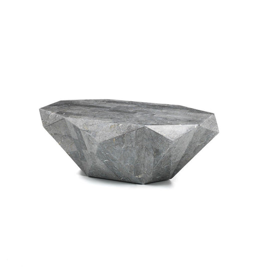 Mesa de centro moderna de piedra fósil gris 120 x 70 xh 40 cm