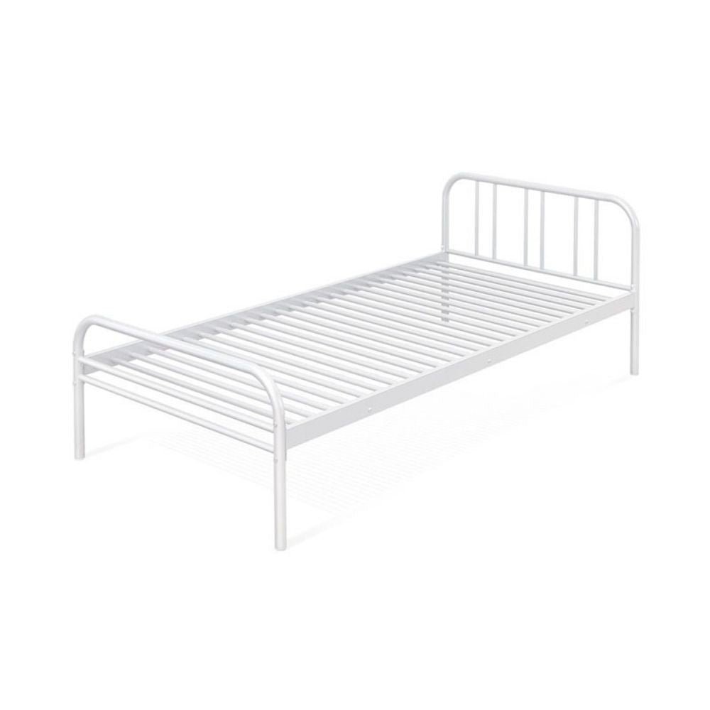 Cama individual Génova de metal blanco.