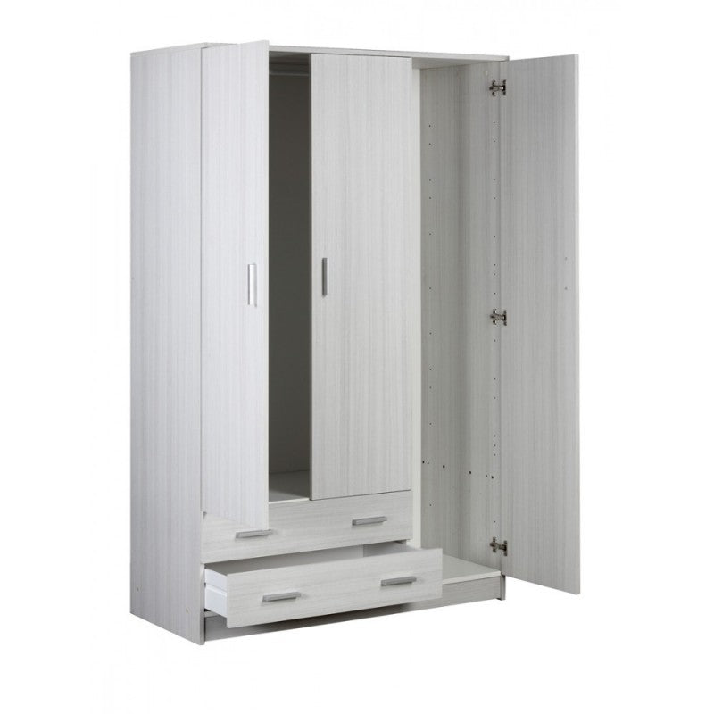 Armario blanco tres puertas y dos cajones 115x52x h180 cm