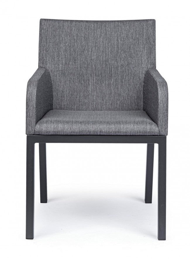 Silla de exterior con reposabrazos en tejido Antracita OWEN JX55 55x62x h82 cm