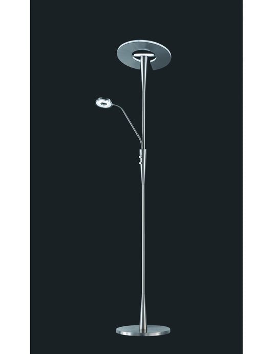 Lámpara de pie LED con foco de lectura regulable Quebec Nichel Trio Lighting