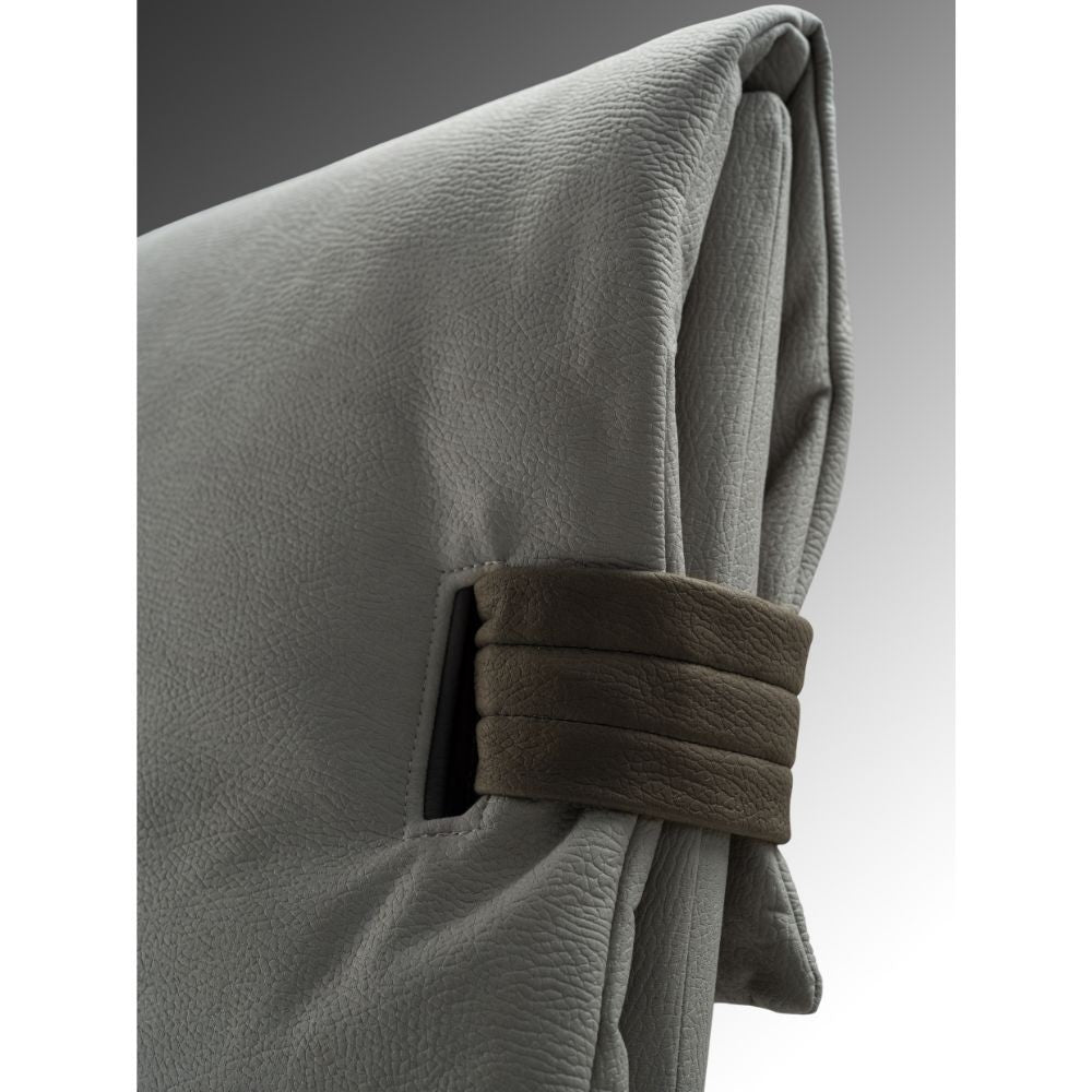 Cama doble con almacenaje en ecopiel gris Grenoble