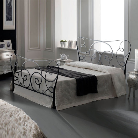 Cama doble de hierro con pie de cama Negro ARCADIA 192x210x h130cm