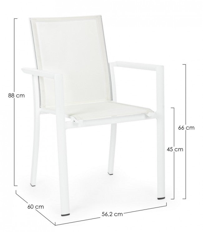 Silla Konnor aluminio blanco con reposabrazos