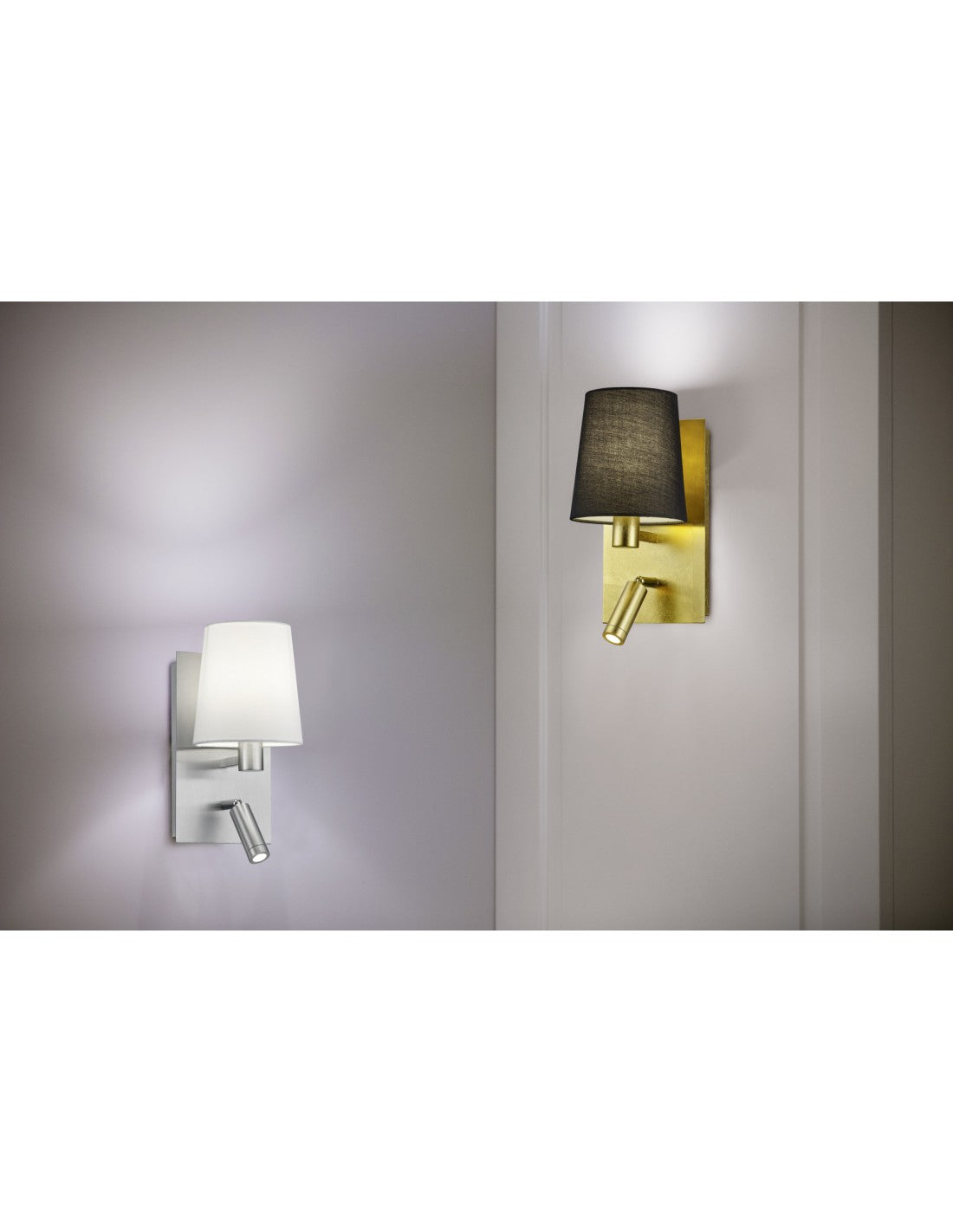Aplique dorado moderno con pantalla negra y foco LED Marriot Trio Lighting