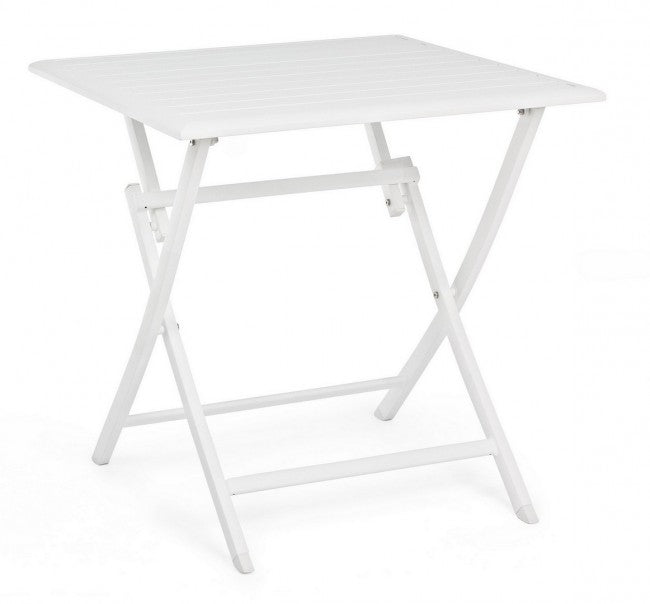 Mesa exterior plegable de aluminio ELIN blanco 70x70x h71 cm