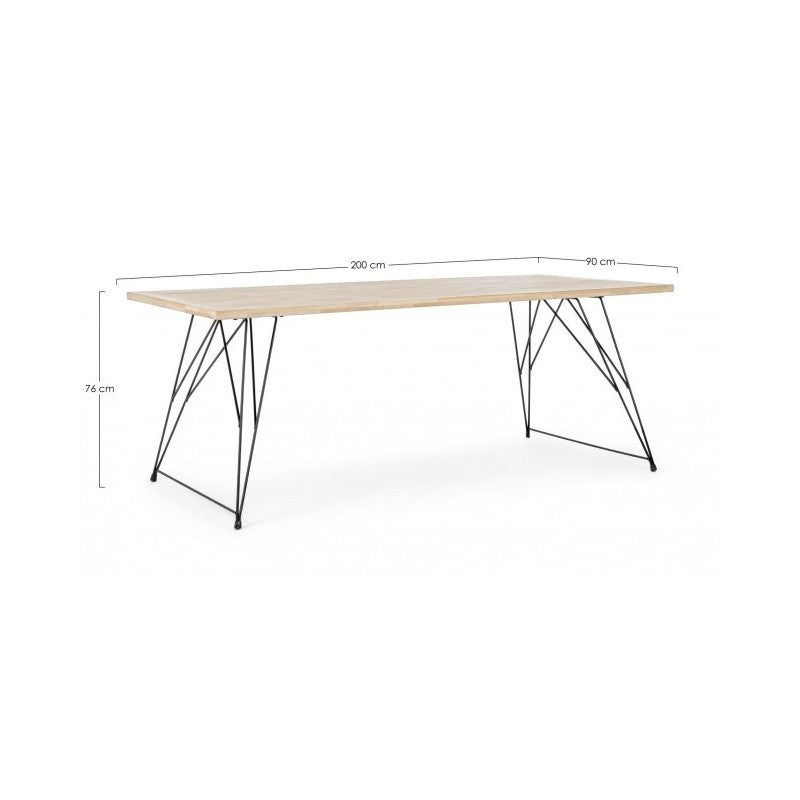 DISTRICT mesa industrial de diseño de madera 200x90x h76 cm