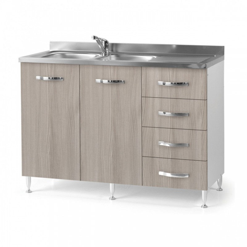 Bajo fregadero para cocina olmo 2 puertas con cajón derecho 120x50xH 85 cm