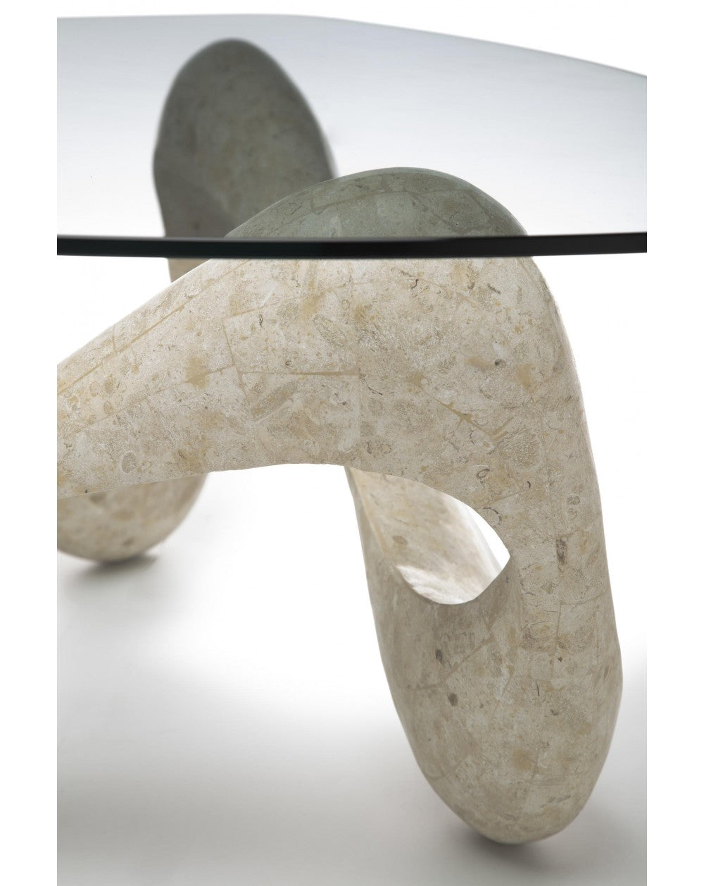 Mesa de centro beige transparente 100 cm x 100 cm Alt. 42,5 cm