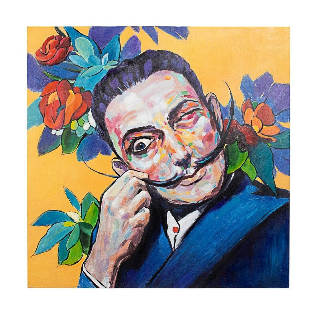 Cuadro al óleo sobre lienzo Pueblo 100x100 cm