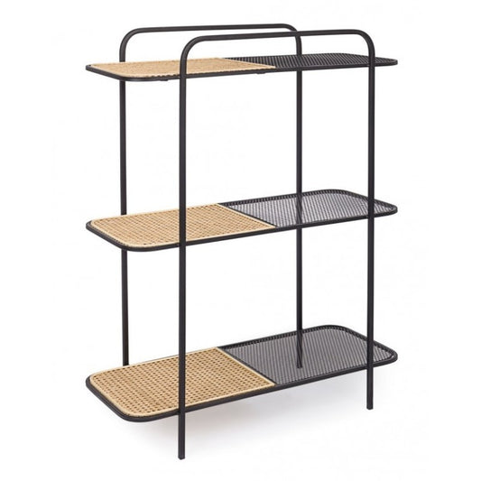 Librería perfilada de acero con tres estantes Antracita ELYOT 82x35x h100 cm