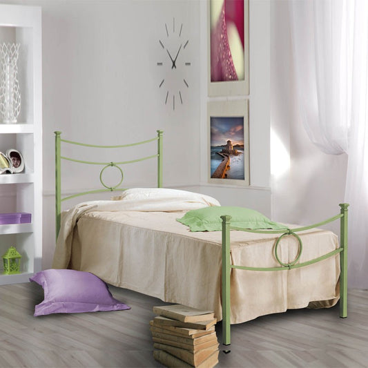 Cama individual de hierro con pie de cama Verde CONCA 92x208x h117 cm