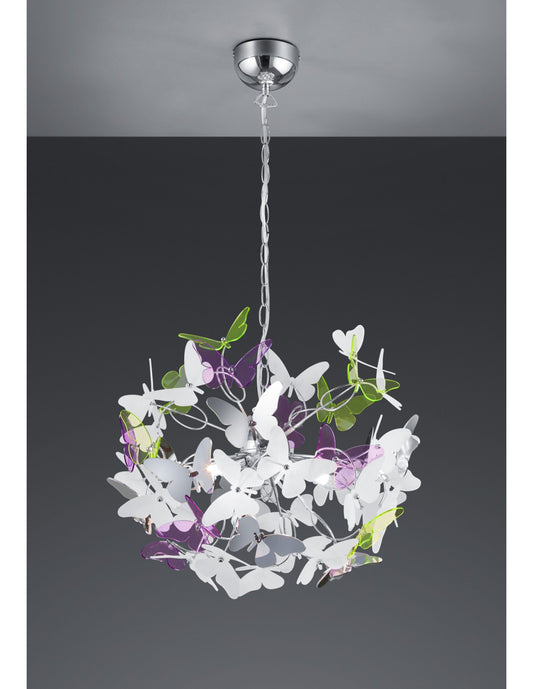 Mariposa Suspensión 4xG9 Cromo Mariposas Multicolor Ø50 cm Trio Lighting