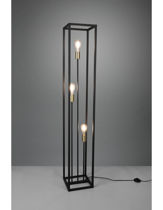 Lámpara de pie para salón 3 luces estructura metálica negra Vito Trio Lighting