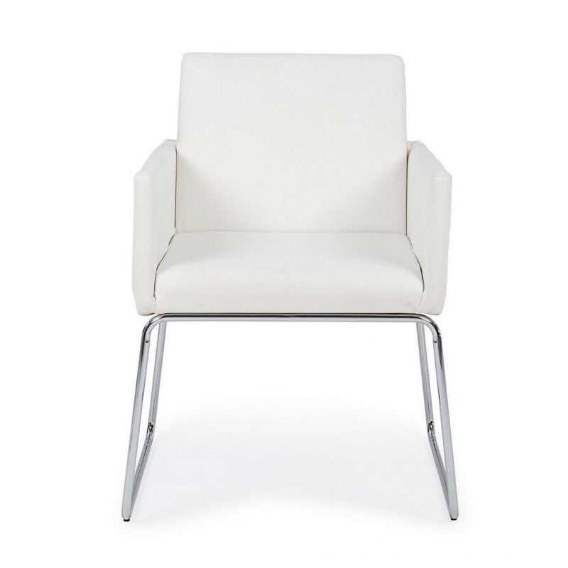 Silla con reposabrazos en símil piel Blanco SIXTY 60x54x h80,5 cm