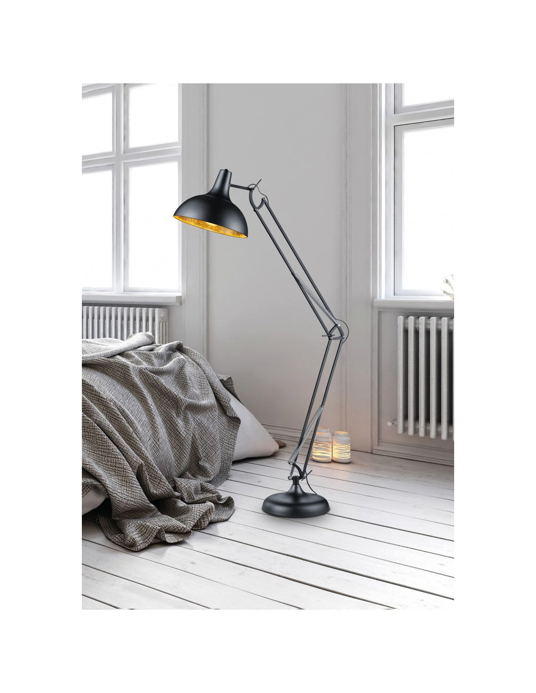 Lámpara de pie Architect Salvador 1 x E27 Negro Regulable Trio Lighting