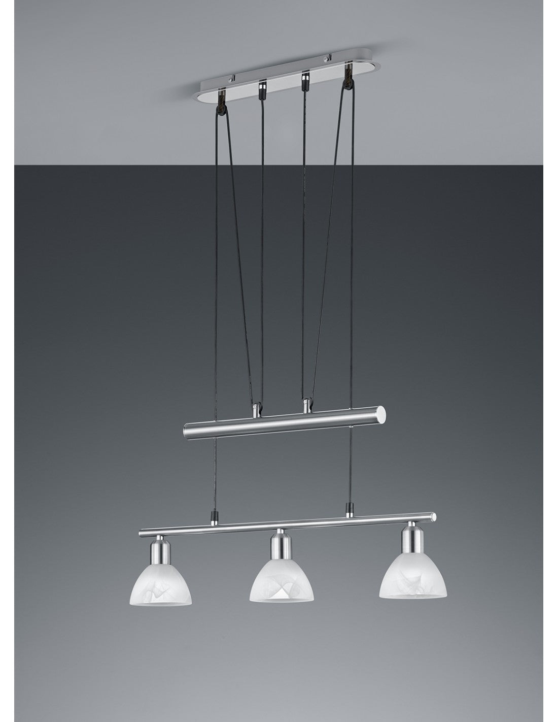 Suspensión arriba y abajo 3 luces Rocker Levisto Nichel Trio Lighting