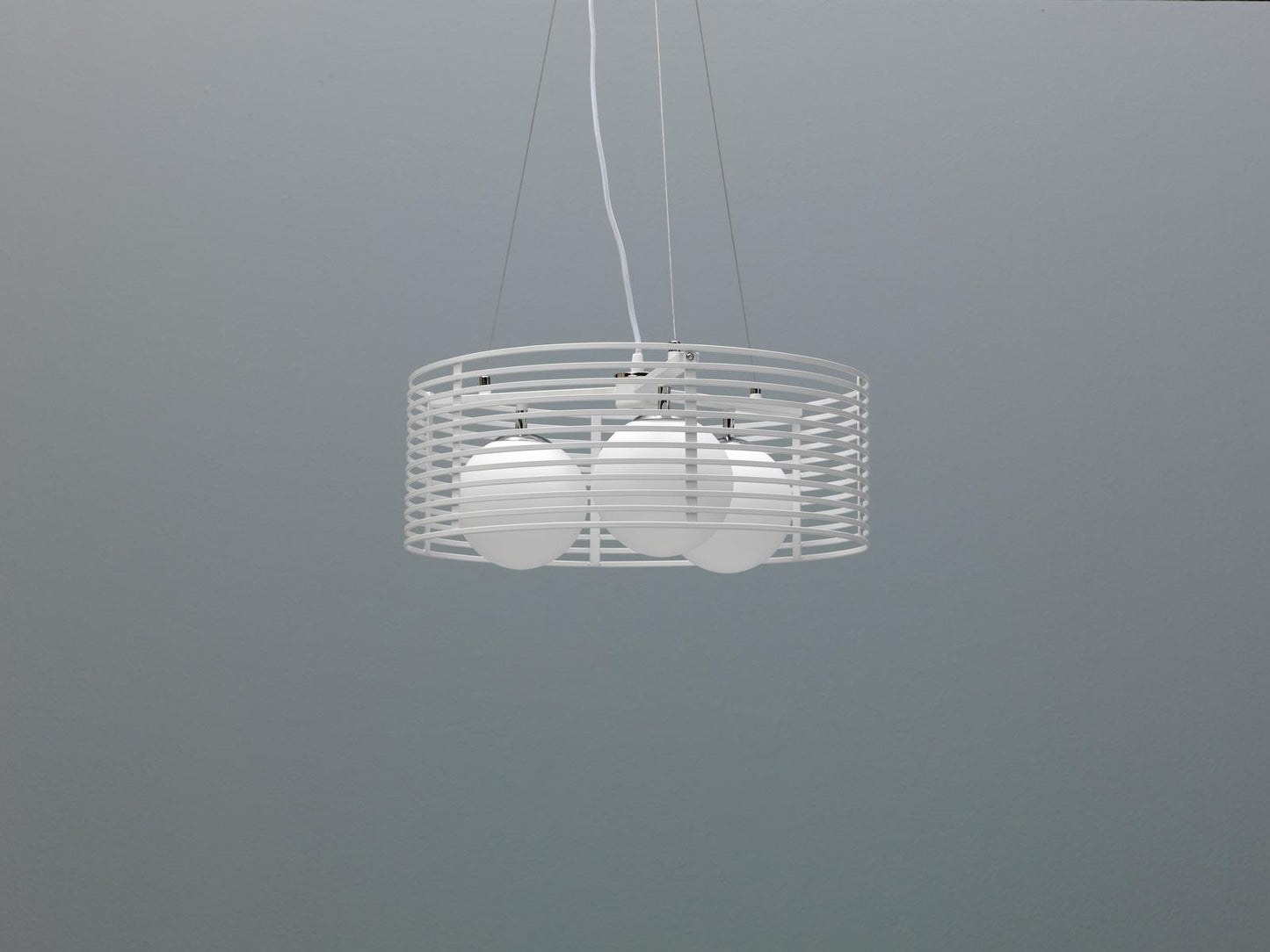 Lámpara colgante de metal con pantalla blanca D50xP500x120h cm