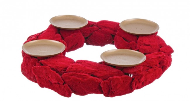 6x 4P Portavelas Terciopelo Rojo D30