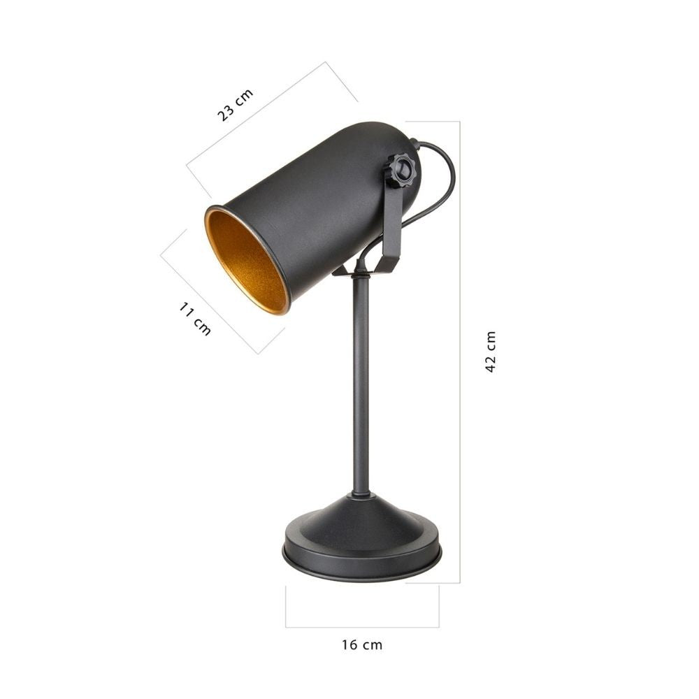 Lámpara de mesa direccional Tokyo MDL3636 de metal negro