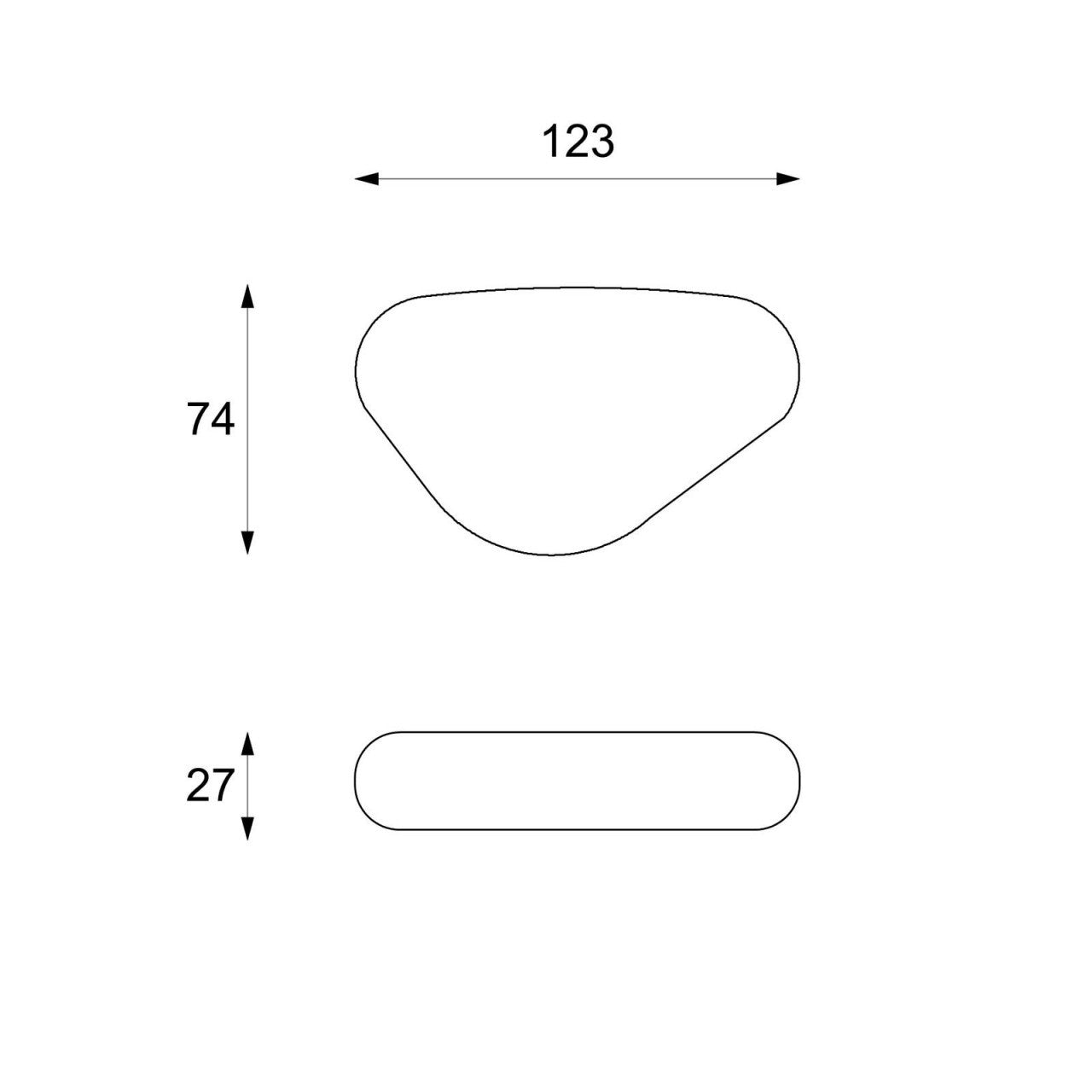 Mesa de centro moderna de piedra gris 74 x 123 xh 27 cm