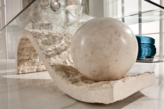 Mesa de centro beige transparente 70 cm x 120 cm Alt. 37 cm