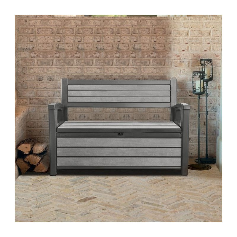 Cómoda de resina con acabado efecto madera HUDSON BENCH Grafito 132,7x61,2xh.89 cm