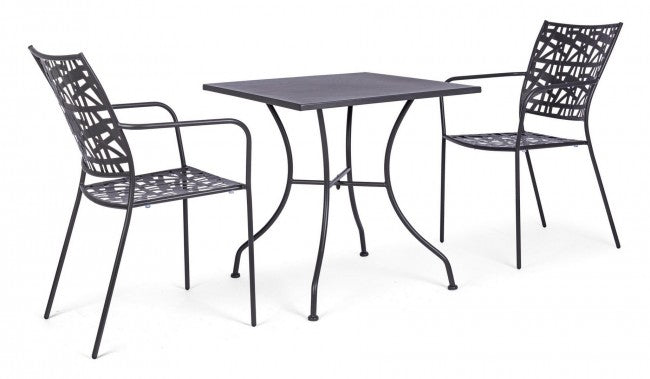 Mesa Kelsie acero antracita 70x70 cm