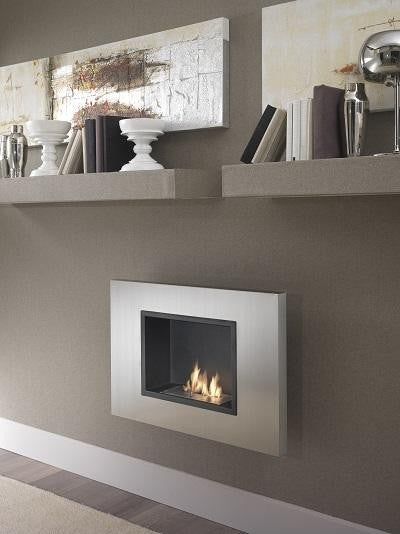 Biochimenea de diseño de pared de bioetanol gris cromado 78 x 17 x h 54 cm