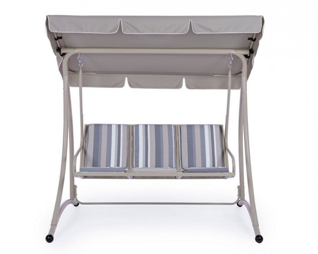 Columpio de acero de tres plazas Marfil GRELY 190x120x h185 cm