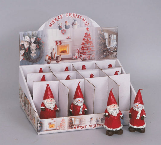Expositor de velas 11 cm Papá Noel/Muñeco de nieve Sombrero de gnomo rojo Decoración navideña surtida