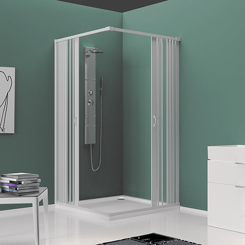 Mampara De Ducha 2 Caras Con Abatimiento Reducido. Línea Mod. Rosy Plisse