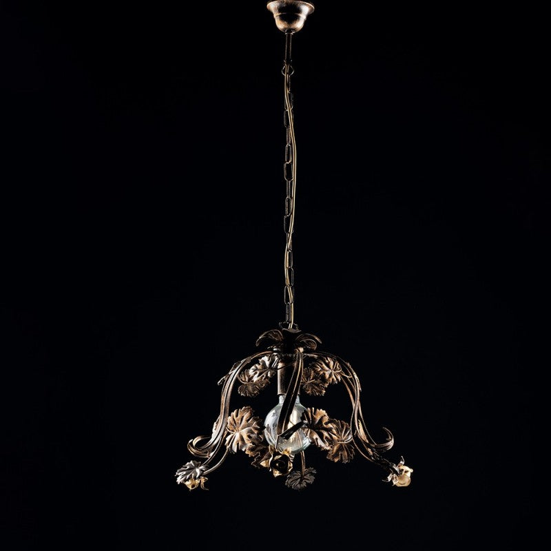 Lámpara de araña rosetón de hierro Brown Gold, una luz 47x h31 cm