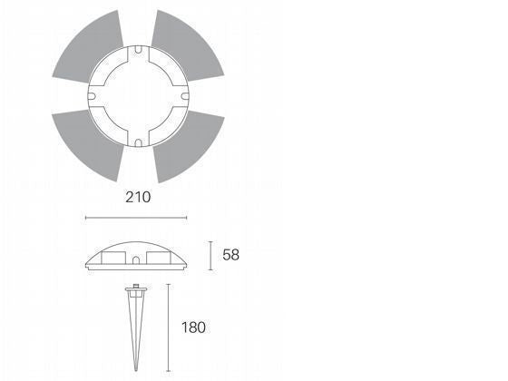 Baliza de suelo 4W LED 4000K línea superior grafito