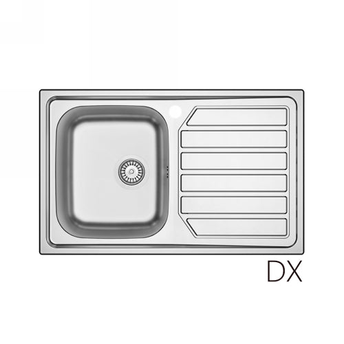 Fregadero encastrable de acero inoxidable 80x50 cm con escurridor derecho