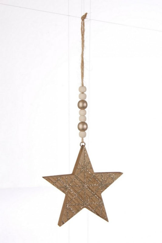 12x Colgante con purpurina de estrella color champán
