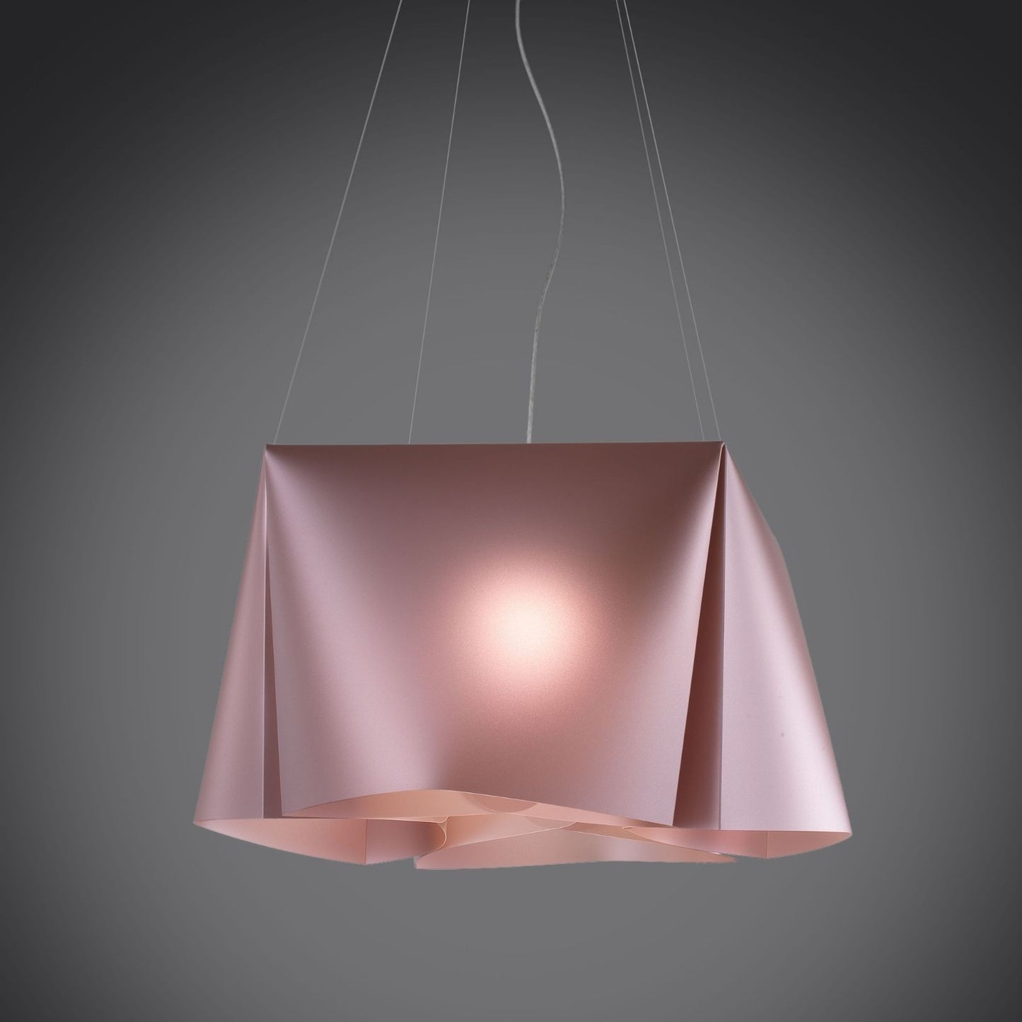 Lámpara colgante de metal rosa con 3 luces de metal cromado cm. 59 x 31h