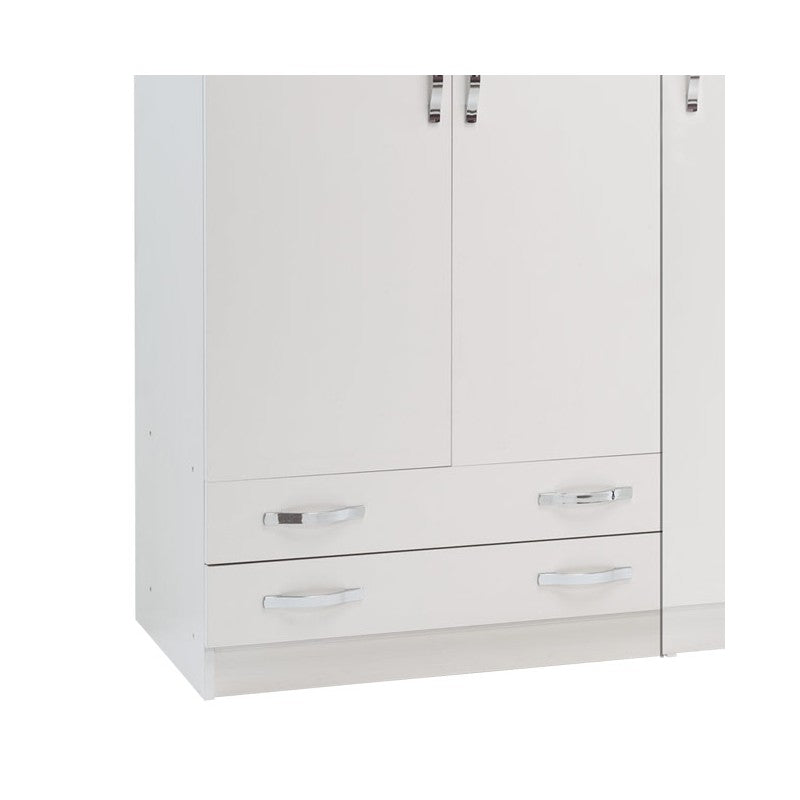 Armario de 3 puertas con cómoda de fresno blanco 135x52xH 210 cm