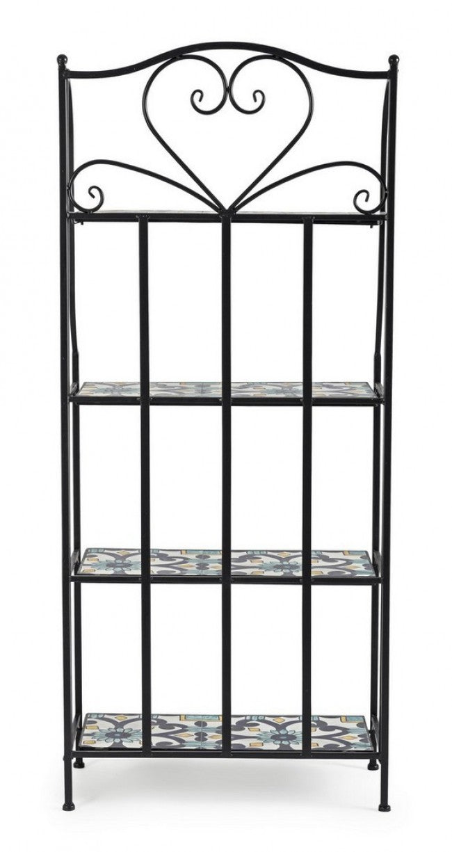 Librería plegable Positano 4 estantes en metal estilo country 57x28x133h cm