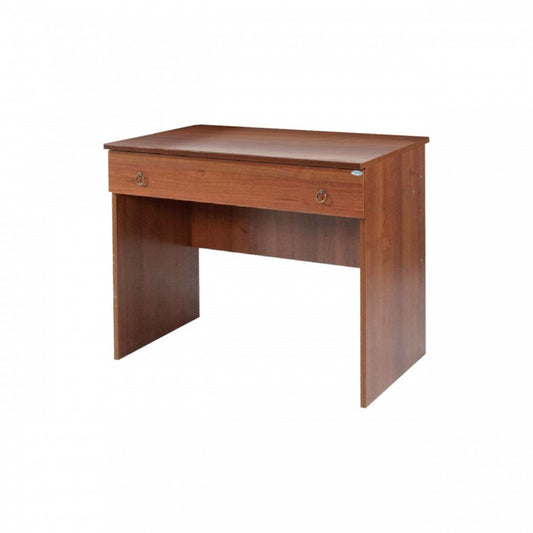 Escritorio de dormitorio en madera de melamina de nogal antiguo 1 cajón 90x56xH.75 cm