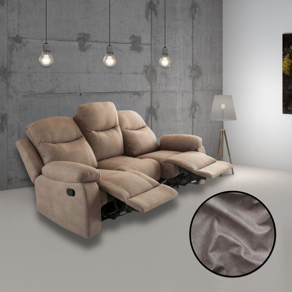 Sofá reclinable Chicago 3 plazas gris plata Ranger 10