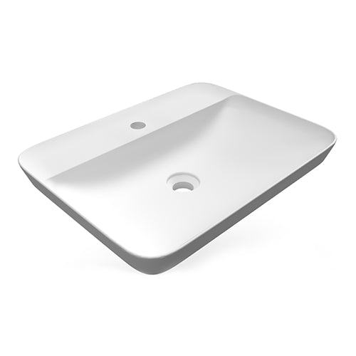 Lavabo empotrado rectangular de un orificio 55 x 42 cm blanco