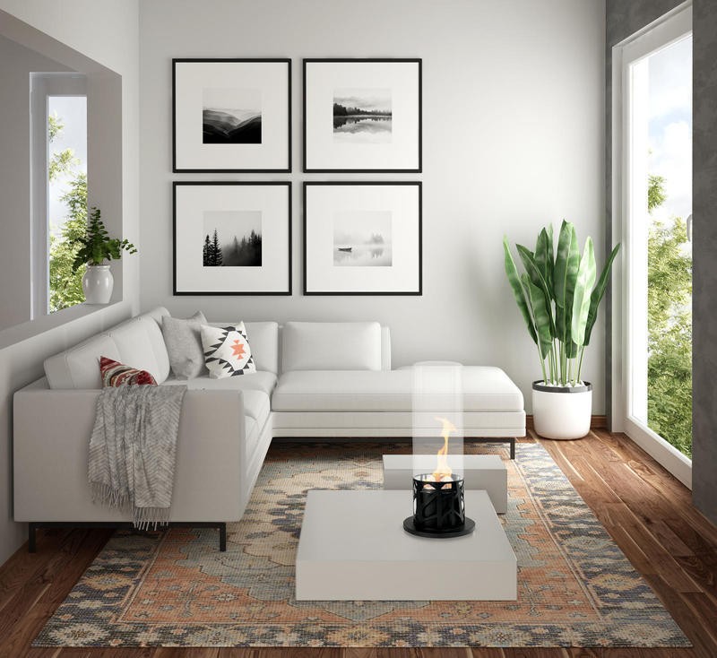 Chimeneas independientes de bioetanol negras 20,3 x 20,3 xh 50 cm